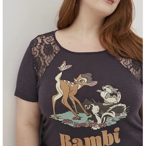 Torrid Disney Bambi Top Hi Low Sheer Lace - Picture 2 of 4
